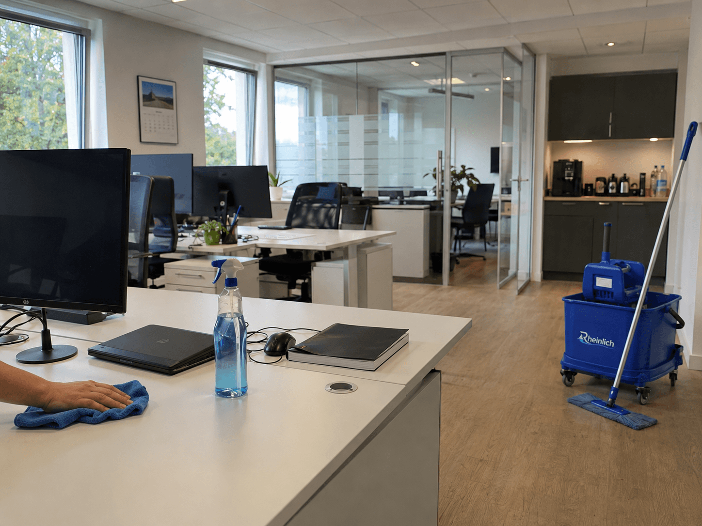 Professionelle Büroreinigung – KI-generiertes Symbolbild